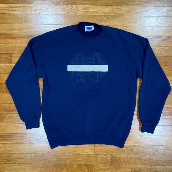 Vintage Crewneck Sweatshirt Notre Dame College 90's Mens Medium Navy Blue - Picture 1 of 3